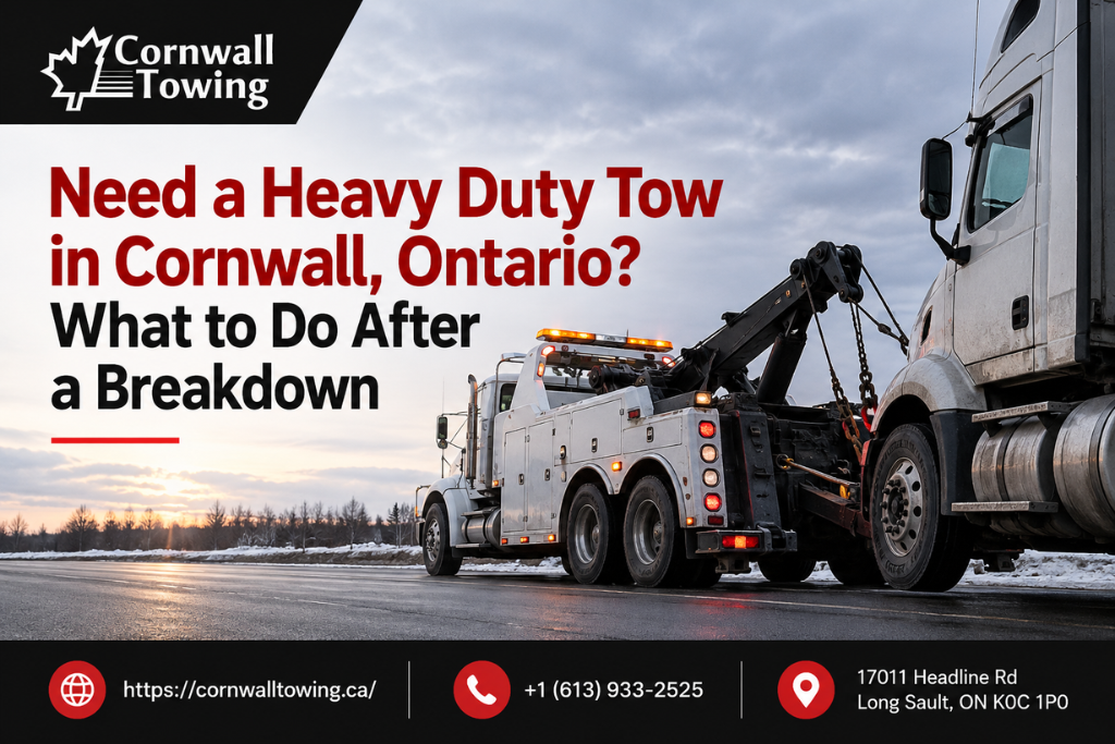 Heavy Duty Truck Breaks Down in Cornwall
